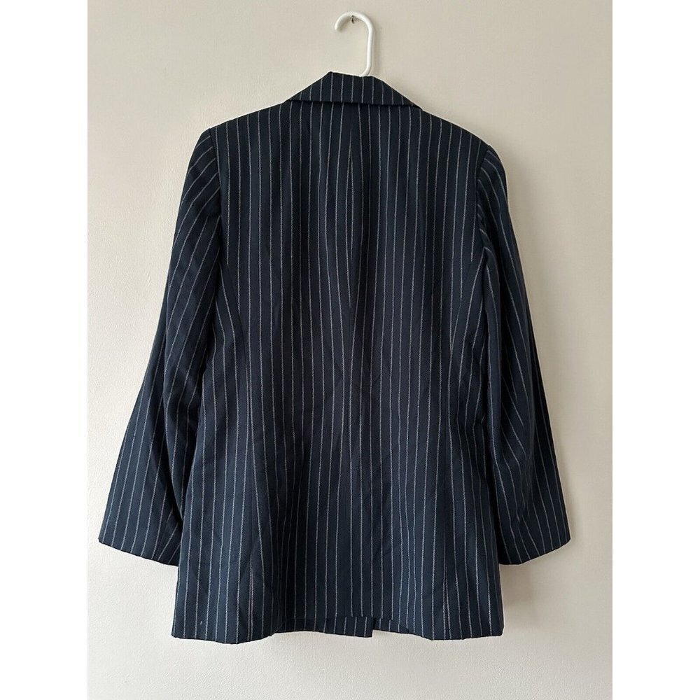 Spiegel Size 8 Blue White Striped Long Sleeve Blazer Jacket Double Breasted - Picture 6 of 10